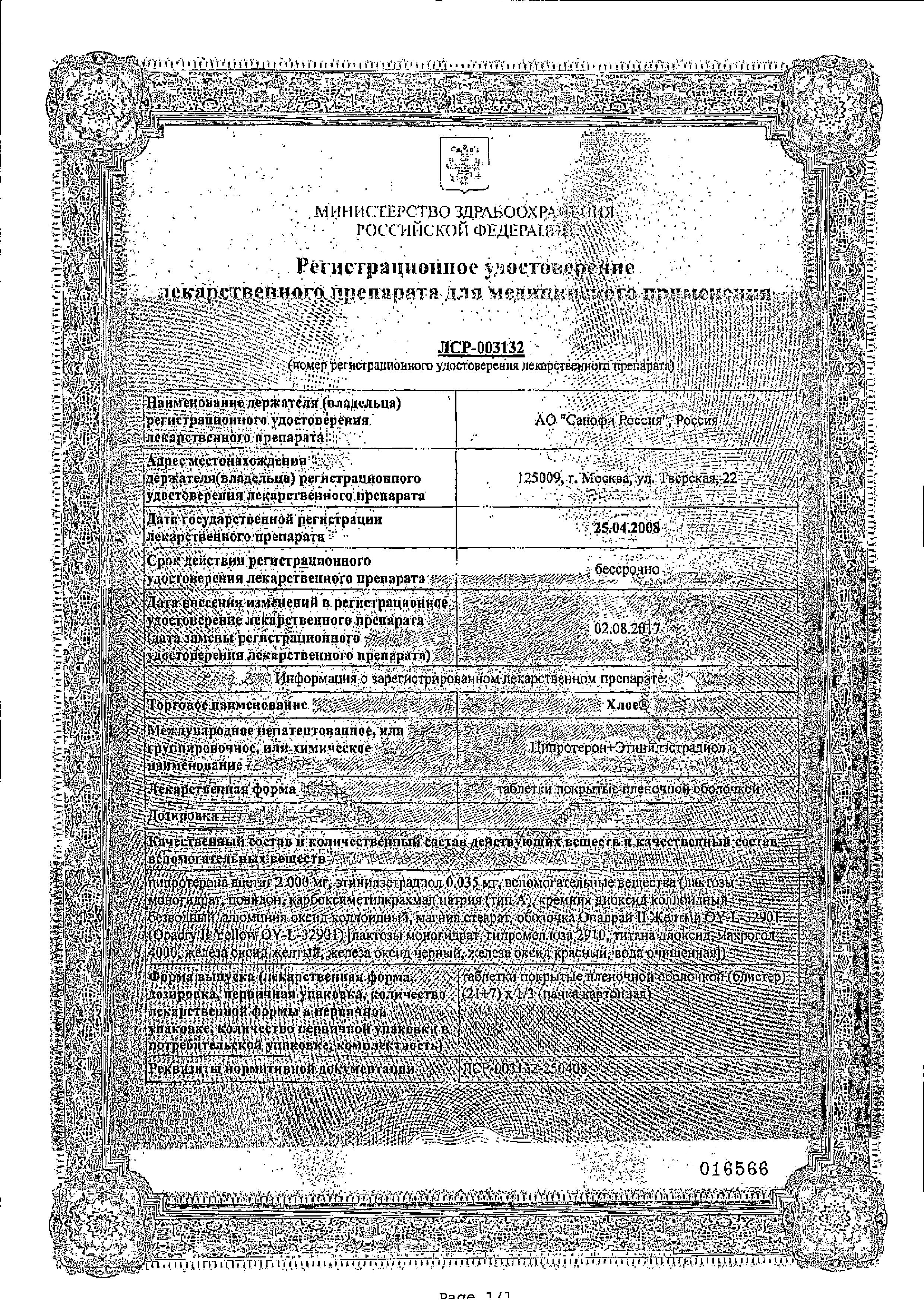 Сертификаты Хлое Сертификаты Хлое