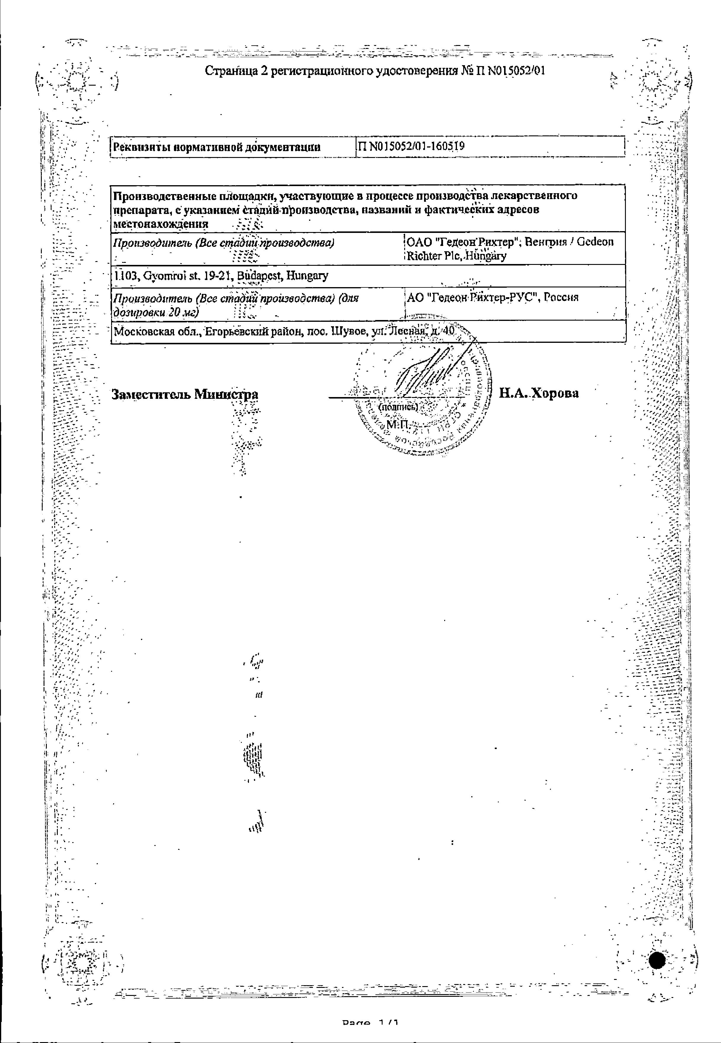 Сертификаты Рексетин